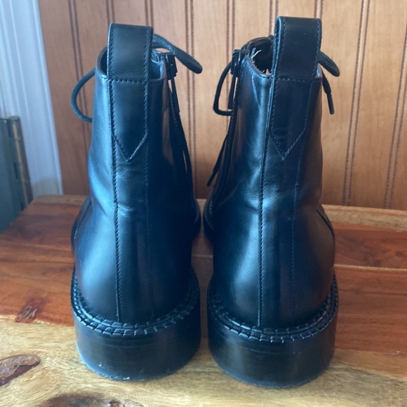 Vince Cabria Leather Lug Boot low chunky heel Sz 7 women’s combat punk goth 90’s - Picture 4 of 8